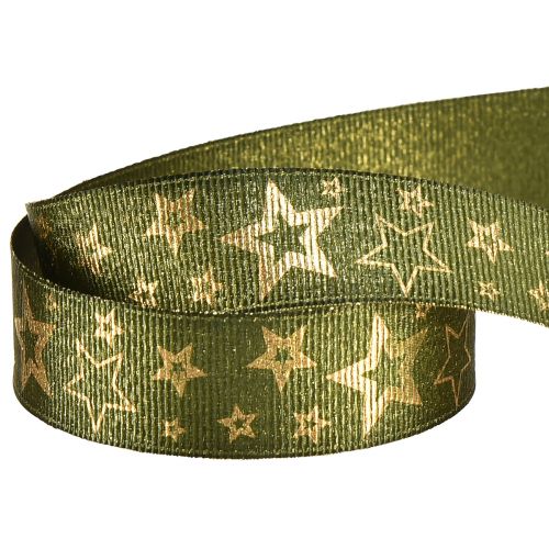 Prodotto Nastro decorativo natalizio con stelle verde oro L25mm L15m