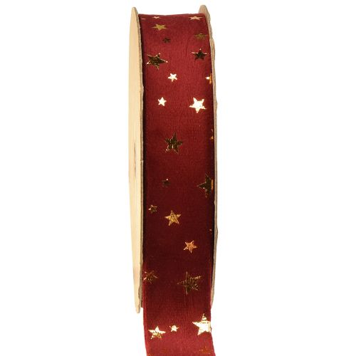 Prodotto Nastro di velluto Nastro stella di Natale oro rosso L25mm L8m