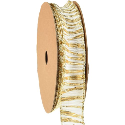 Prodotto Nastro decorativo chiffon bianco/oro 25mm 15m