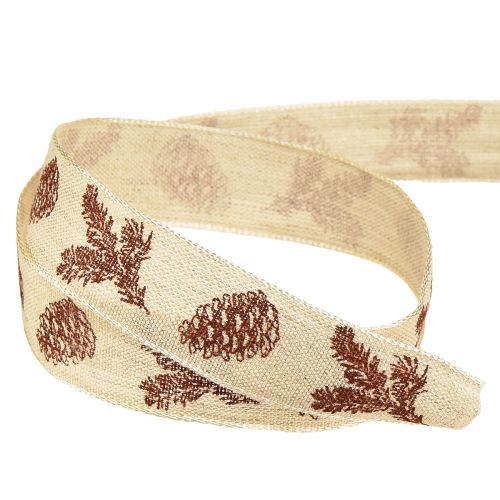 Prodotto Coni di nastro decorativo con bordo in filo marrone crema L25mm L18m