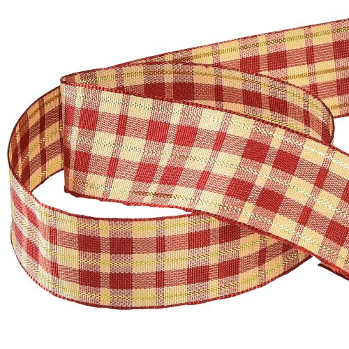 Prodotto Nastro decorativo nastro decorativo nastro a quadri rosso beige oro L25mm L20m