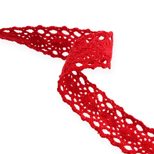 Floristik24 Nastro in pizzo rosso 20mm x 2m 2pz