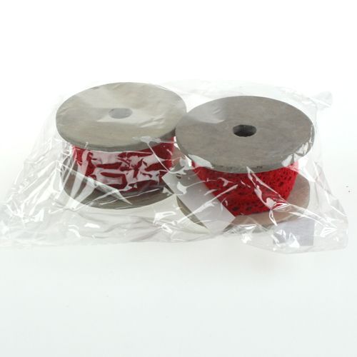 Floristik24 Nastro in pizzo rosso 20mm x 2m 2pz