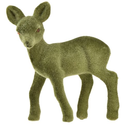 Figura decorativa cervo cerbiatto floccato Figure natalizie verdi 10,5 cm 6 pz