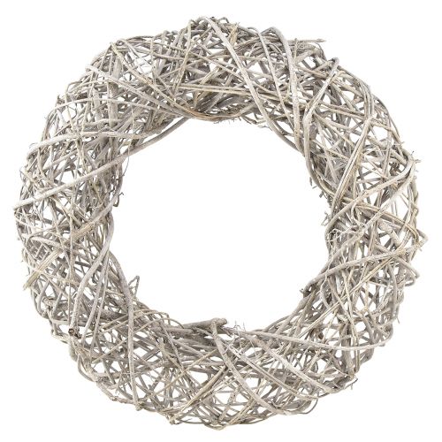 Floristik24 Ghirlanda decorativa decorazione in legno rattan bianco naturale Ø40cm H9,5cm