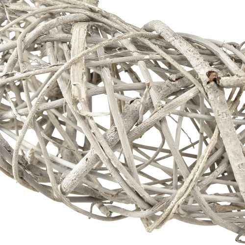 Floristik24 Ghirlanda decorativa decorazione in legno rattan bianco naturale Ø40cm H9,5cm