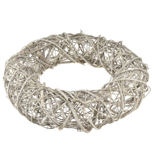 Floristik24 Ghirlanda decorativa decorazione in legno rattan bianco naturale Ø40cm H9,5cm