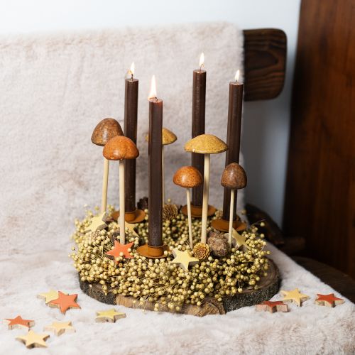 Prodotto Funghi decorativi su stecco, marroni 5,5 cm - decorazione autunnale per giardino e soggiorno - 6 pz