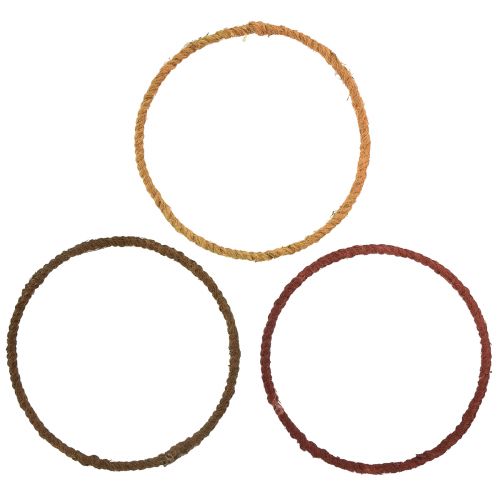 Prodotto Anello decorativo anello colorato con iuta giallo ocra marrone Ø30cm 3pz
