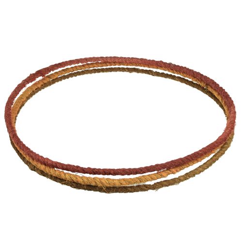 Prodotto Anello decorativo anello colorato con iuta giallo ocra marrone Ø30cm 3pz