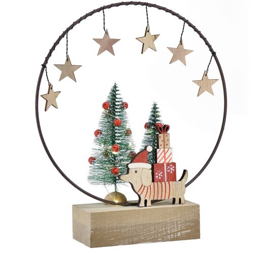 Prodotto Anello decorativo in legno metallo Natale con cane Ø21cm H25cm