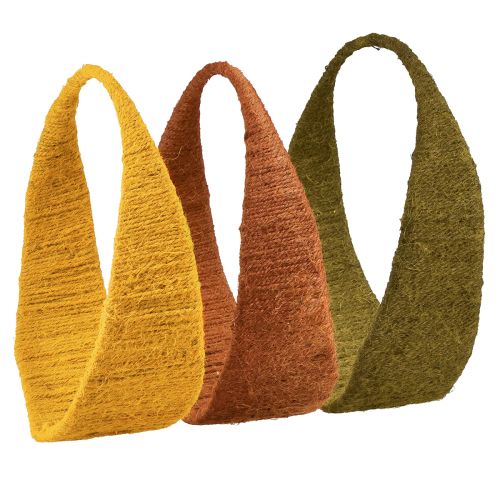 Prodotto Anello decorativo in iuta ad anello largo giallo ocra marrone Ø30cm 3 pezzi