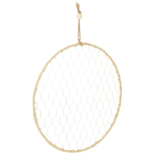 Floristik24 Anello decorativo in metallo Ø38cm, decorazione da appendere, rafia, argento, naturale, decorazione da parete boho, decorazione versatile, 4 pezzi