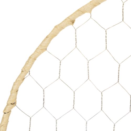 Prodotto Anello decorativo in metallo Ø38cm, decorazione da appendere, rafia, argento, naturale, decorazione da parete boho, decorazione versatile, 4 pezzi