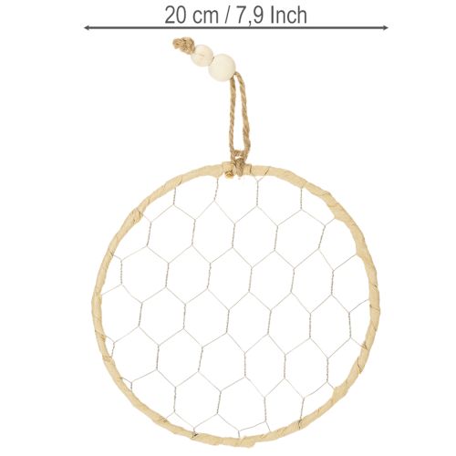 Prodotto Anelli decorativi in metallo e rafia da appendere, Ø20cm, 4 pezzi, decorazione boho per pareti e finestre.