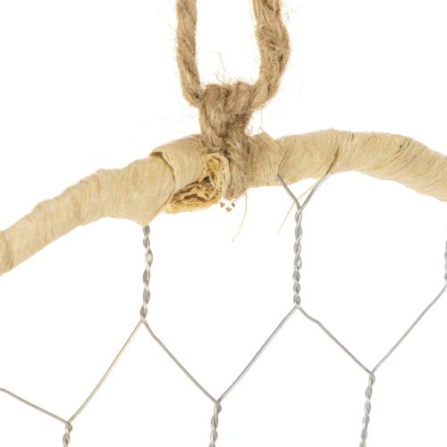 Prodotto Anelli decorativi in metallo e rafia da appendere, Ø20cm, 4 pezzi, decorazione boho per pareti e finestre.