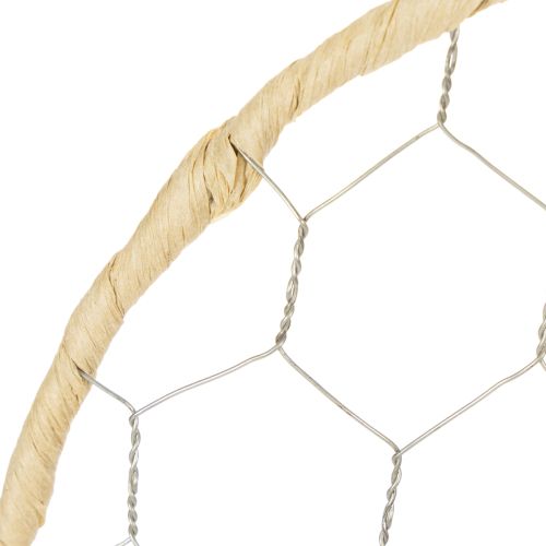 Prodotto Anelli decorativi in metallo e rafia da appendere, Ø20cm, 4 pezzi, decorazione boho per pareti e finestre.