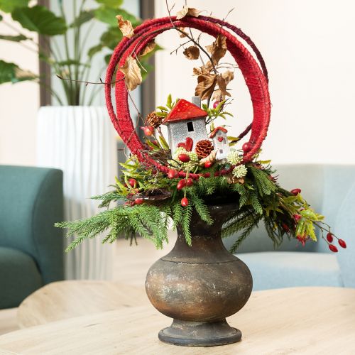 Prodotto Anello decorativo anello decorativo in iuta rosso rosso scuro Ø30cm 4 pezzi