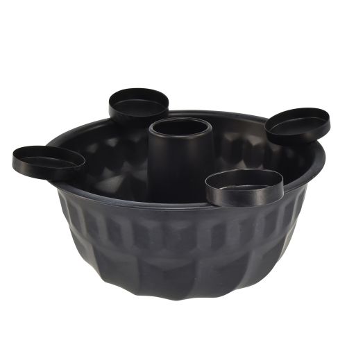 Floristik24 Ciotola decorativa in metallo nero – Design Gugelhupf, 26 cm – Elegante portacandela per un ambiente accogliente