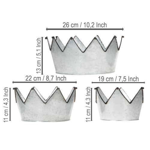 Set di 3 ciotole decorative in metallo con corona, diametro 26,5/22,5/19 cm. | Floristik24.it