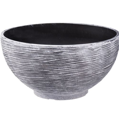 Floristik24 Ciotola decorativa rotonda per piante grigio nero Ø35cm H18cm