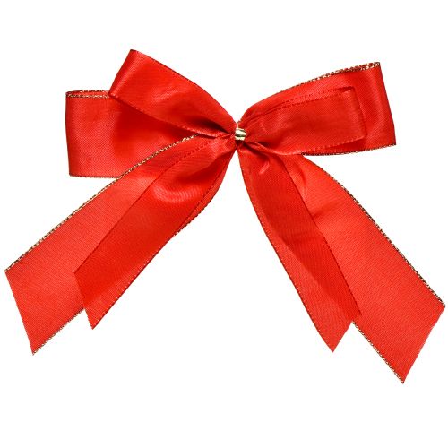 Floristik24 Fiocco decorativo fiocco rosso con bordo dorato - elegante decorazione natalizia 4 cm di larghezza 15×21 cm 10 pz