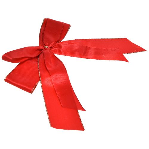 Floristik24 Fiocco decorativo fiocco rosso con bordo dorato - elegante decorazione natalizia 4 cm di larghezza 15×21 cm 10 pz