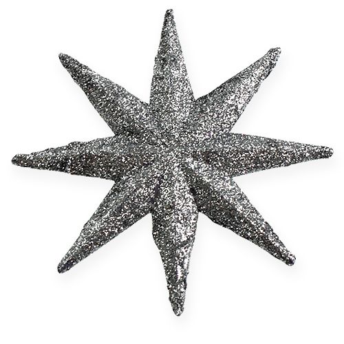Floristik24 Stella glitterata argento 10 cm 12 pezzi