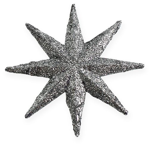 Stella glitterata argento 10 cm 12 pezzi