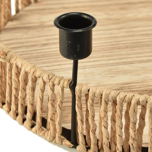 Prodotto Vassoio decorativo in legno portacandele in metallo naturale nero Ø30cm