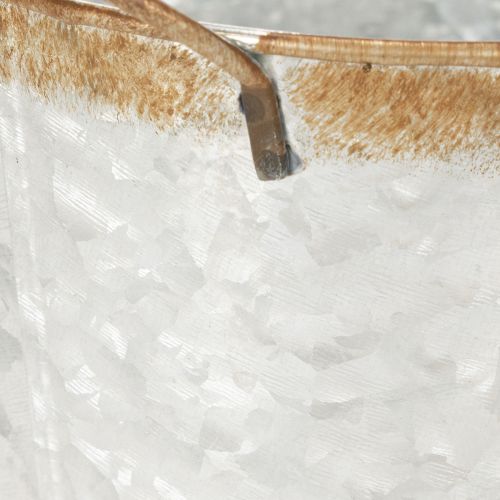 Prodotto Vaso decorativo con manici, secchio per piante, contenitore in metallo, argento, acciaio anticato, Ø17cm H16.5cm