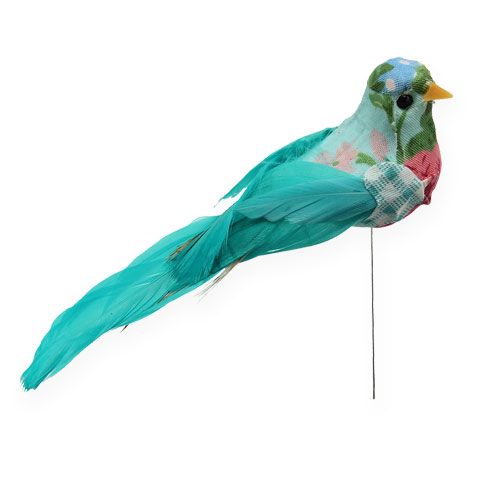 Floristik24 Uccello decorativo su filo Turkis 13cm 2 pezzi