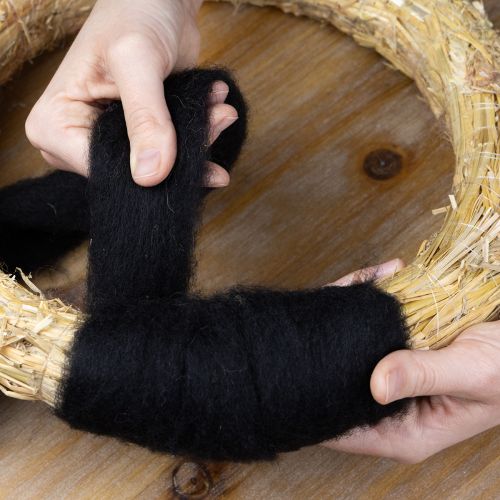 Prodotto Lana decorativa, cordoncino di lana, feltro di lana per lavori creativi e floricoltura, 2 m, nero