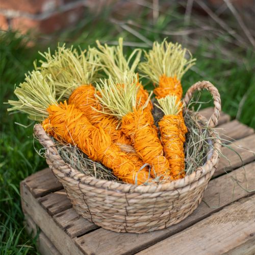 Floristik24 Scatola fai da te Decorazione pasquale Carote in un cestino Decorazione da tavolo in rafia Pasqua