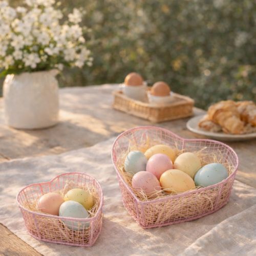 Prodotto Cestini in filo metallico a forma di cuore per la decorazione e l'organizzazione, 20 cm, set da 4