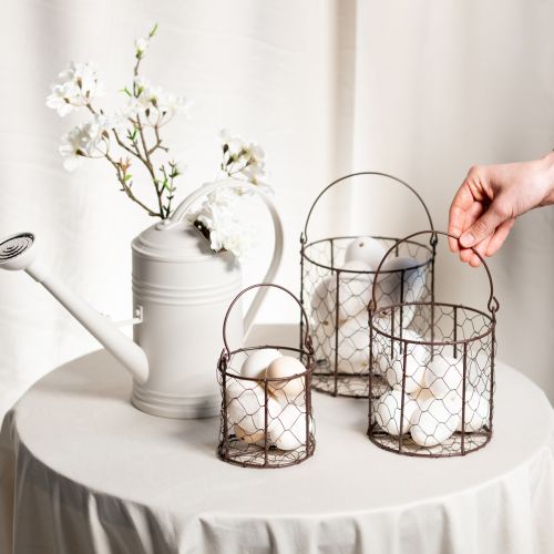 Prodotto Set di cestini in filo metallico ideali per l'uso decorativo o in giardino, 25 cm, 1 set