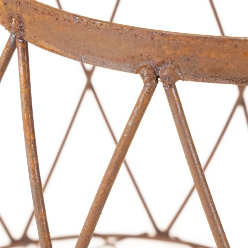 Prodotto Cestino ovale in filo metallico con manico, decorazione da giardino, finitura ruggine, 30/25 cm, set da 2