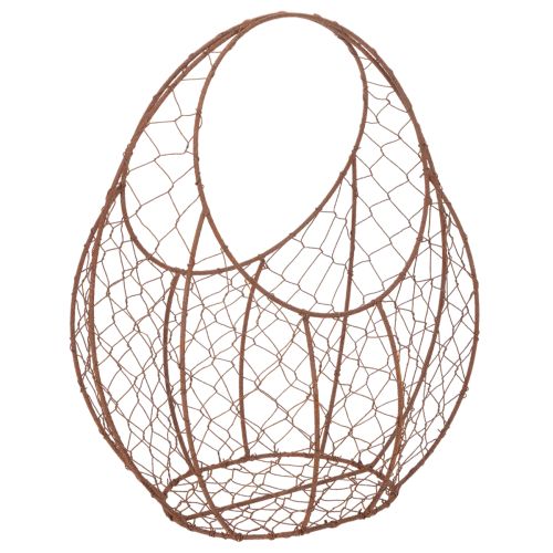 Cestino in filo metallico, fioriera in metallo, decorazione primaverile, cestino pasquale, marrone, finitura ruggine, H34cm L30cm acquistare | Floristik24.it