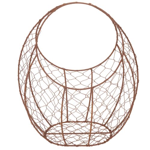 Cestino in filo metallico, fioriera in metallo, decorazione primaverile, cestino pasquale, marrone, finitura ruggine, H34cm L30cm | Floristik24.it
