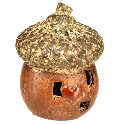 Floristik24 Ghianda con decorazione a finestra e cuore 9,8 cm - suggestiva decorazione autunnale e invernale - 4 pezzi