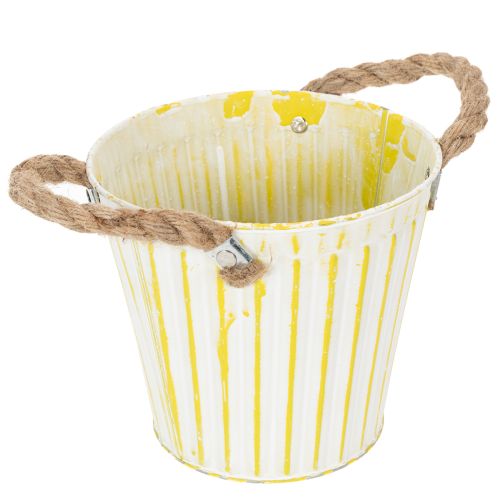 Prodotto Secchio per piantare, fioriera con manici, decorazione in metallo rosa/verde/giallo shabby chic Ø16,5cm H15cm set da 3 pezzi