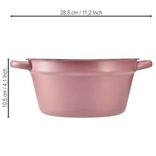 Prodotto Secchio con manici, fioriera in metallo, rosa, Ø22,5 cm, H10,5 cm