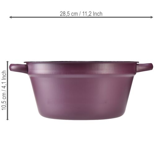 Prodotto Secchio con manici, fioriera in metallo, viola, Ø22,5 cm, H10,5 cm