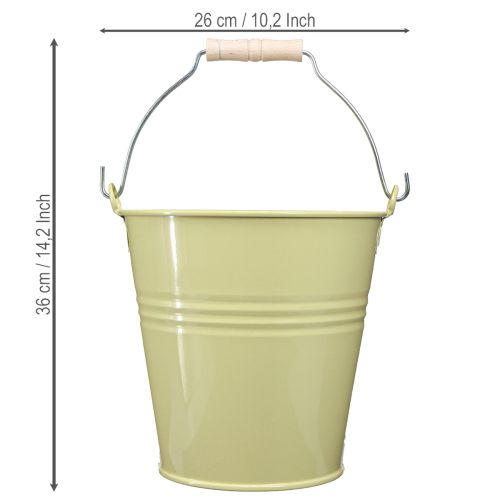 Prodotto Secchio/vaso da fiori in metallo, colore giallo-verde, 26x22,5x23 cm, 6 l