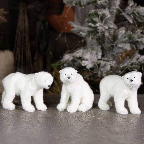 Prodotto Figure decorative di orso polare in piedi e seduto bianco 16/20 cm 3 pezzi