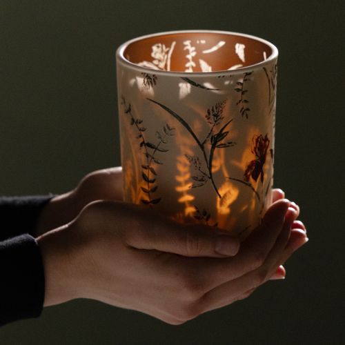 Prodotto Elegante portacandele con motivo floreale per un design armonioso della stanza, 12,5 cm, 2 pezzi