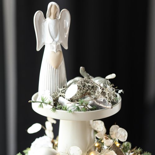 Prodotto Statuetta di angelo con decorazione a cuore, color bianco crema, 23 cm