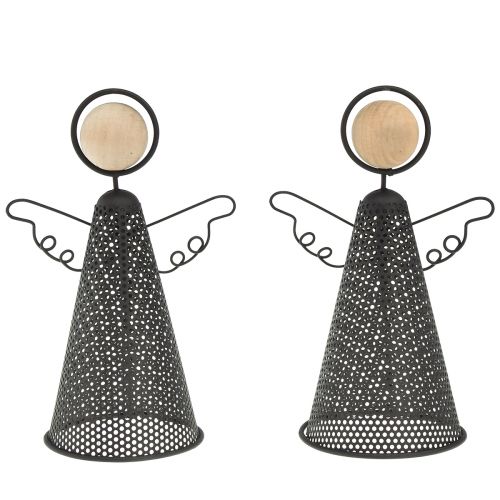 Floristik24 Figura di angelo natalizio in metallo nero naturale 15,5 cm 2 pezzi
