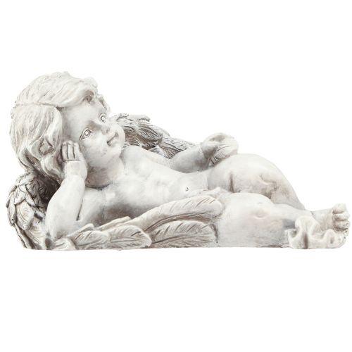 Prodotto Angelo sdraiato figura decorativa decorazione tomba in poliresina grigia 22 cm