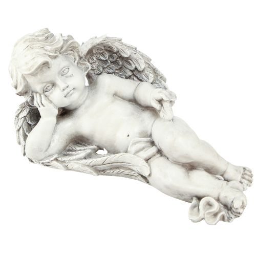 Prodotto Angelo sdraiato decorazione tombale poliresina grigio bianco 31×16cm